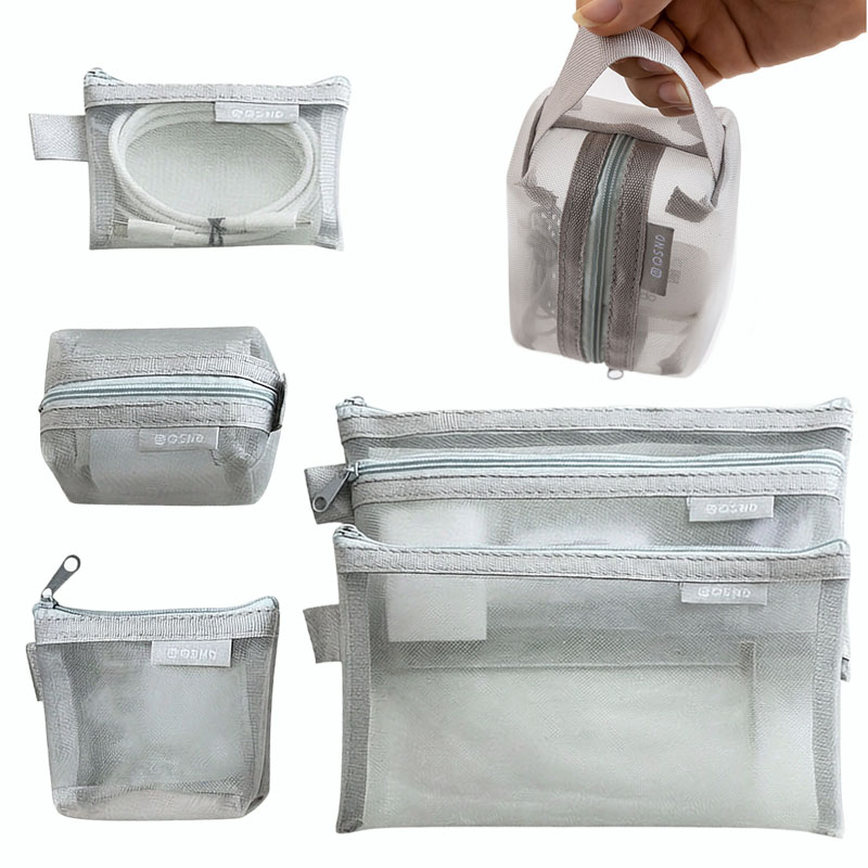 Tech Accessories For Desk - Gray Mesh Organizer Bags – for
