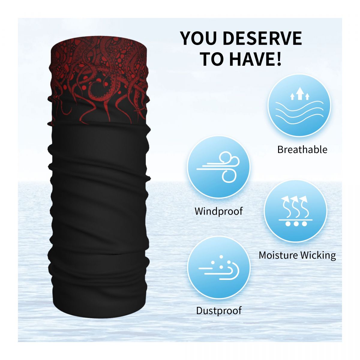 Red Tentacles On Black Bandana - Tech Wear Accessories review and price