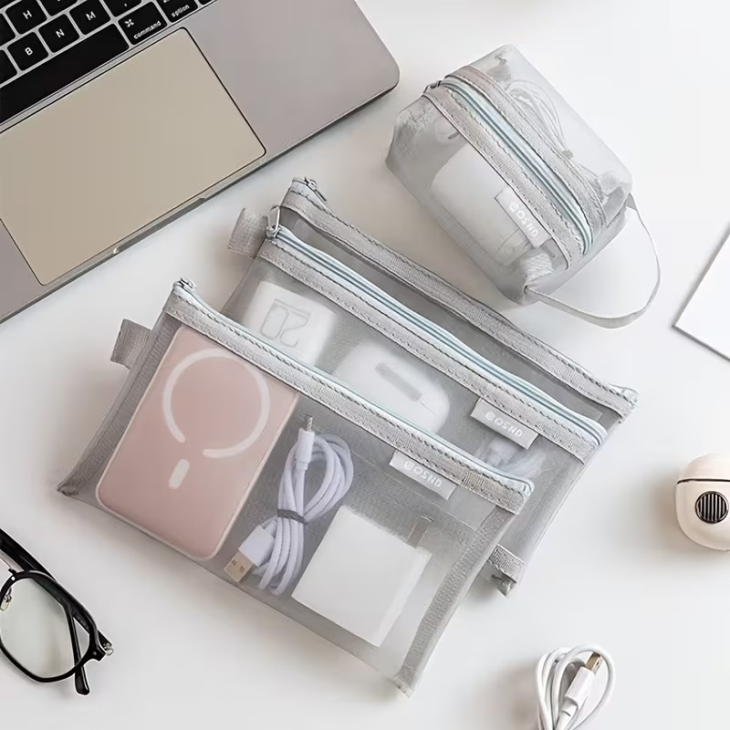 Gray Mesh Organizer Bags – for - Tech Accessories For Desk review and price